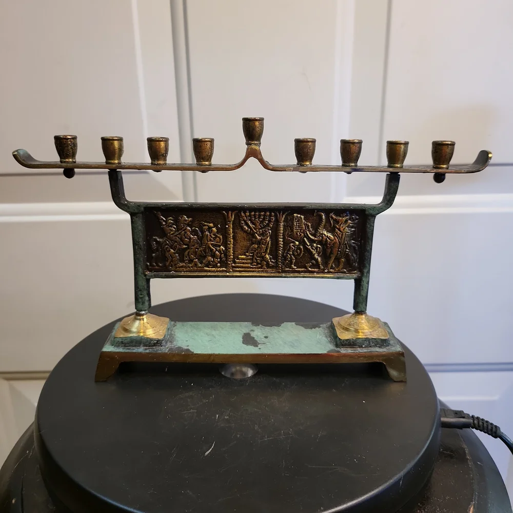 Mid-Century Modern Minora Made in Israel Brass